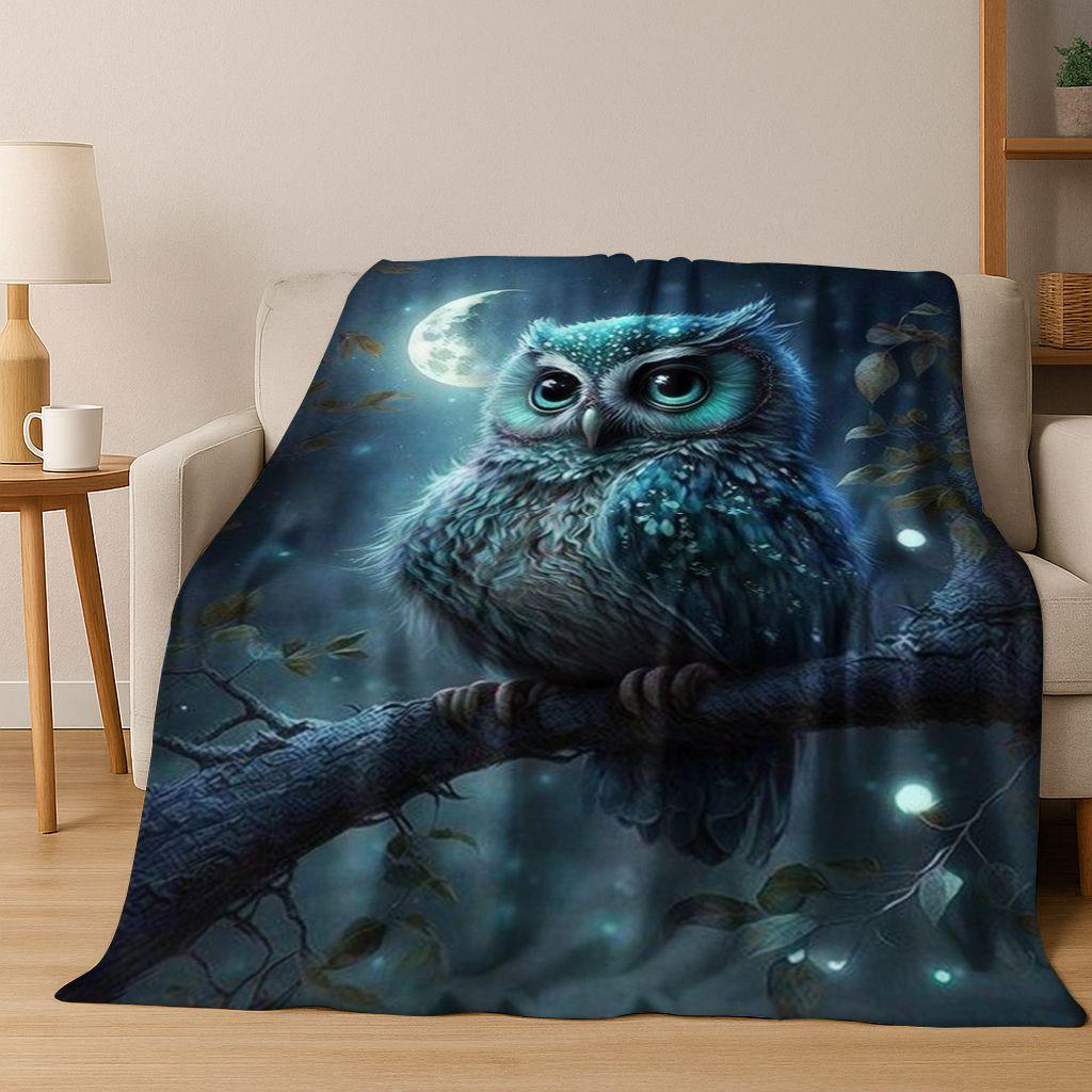 2026 New Mysterious Colorful Owl Cartoon Birds Flannel Blanket,Cozy Soft Throw Blanket for Home Bedroom Bed Sofa Cover Kids Gift