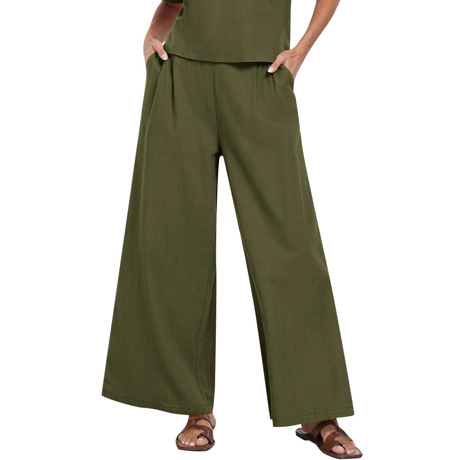 

Women’s Summer Casual Wide Leg Pants With Pocket XL помаранчевий