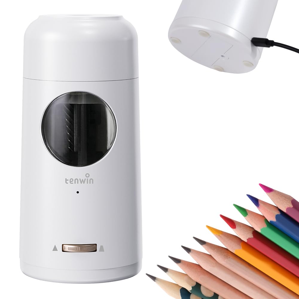 

Tenwin Super полностью автоматический карандаш электрический карандаш электрическая точилка для безопасности автоматический USB 3 уровня свинца предотвращает чрезмерную гибкость начальной школы белый