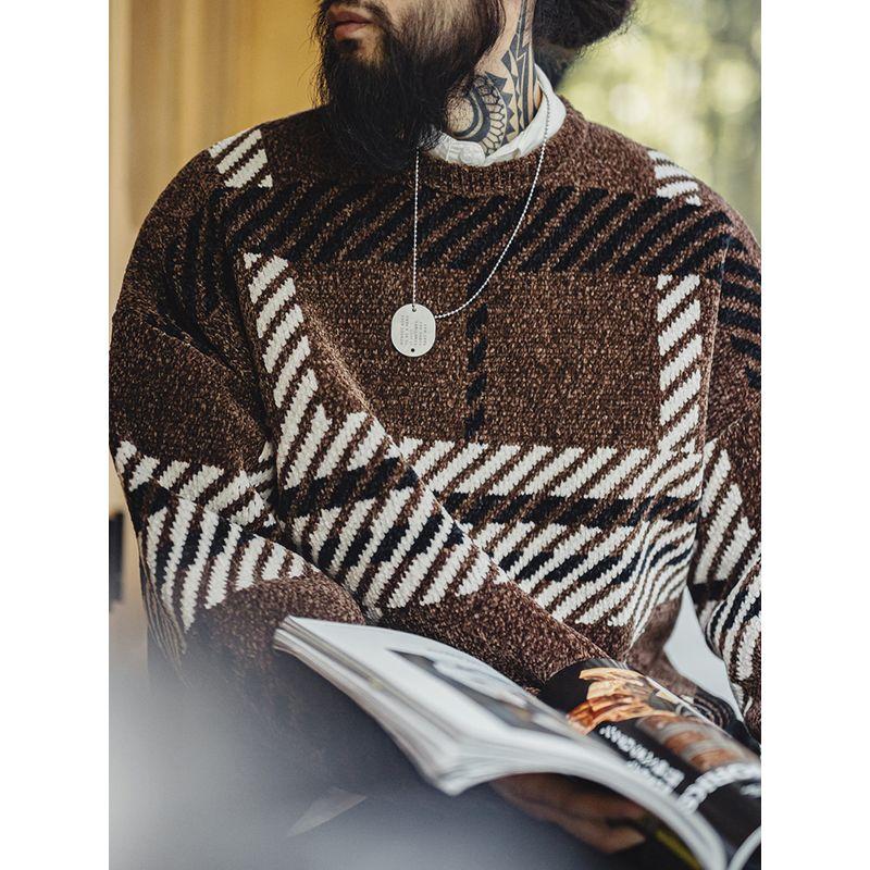 Madden Parka American Retro Chenille Christmas Couple Sweater Thickened Thermal Base Velvet Knitwear Men's Autumn