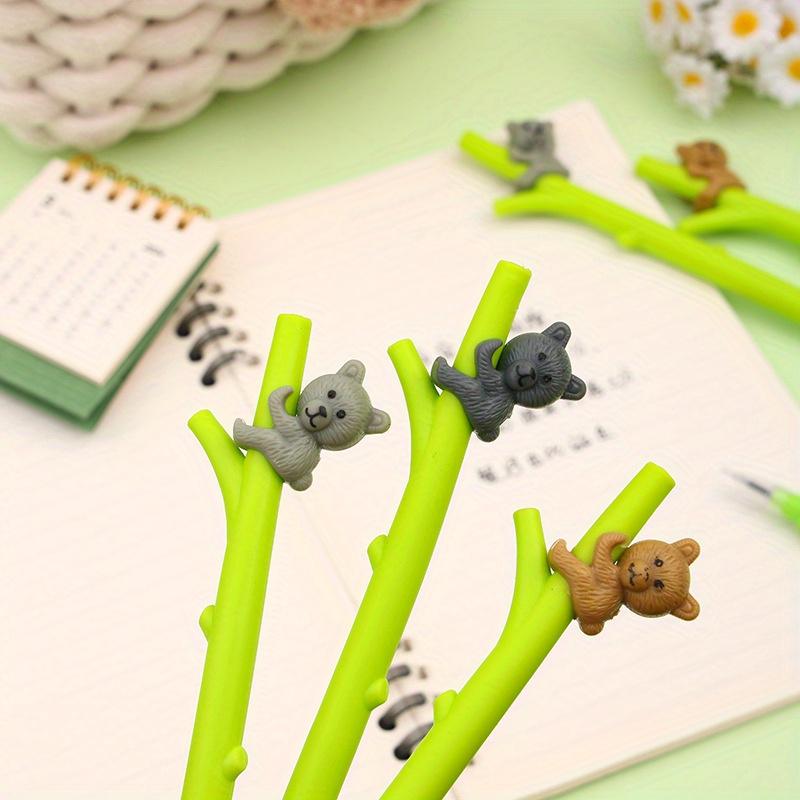 12Pcs Little Bear Climbing Tree Gel Pen 0.5mm Gel Ink Pen Black Pen Student Kawaii Office Supplies Neutral Pen Stationery