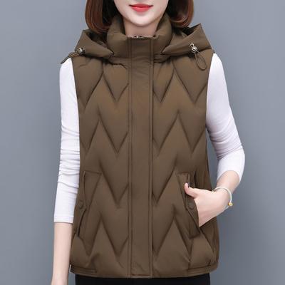 Gilet Invernale da Donna con Cappuccio Caldo Spesso Piumino Senza Maniche Donna Cappotti Corti Casual