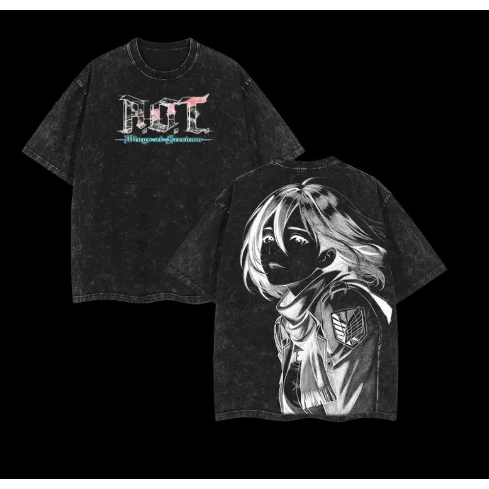 

Манга Атака Титанов Микаса Принтованная Футболка Мужская Женская Одежда Футболка из Стиранного Хлопка Винтажная Повседневная Футболка Харадзюку Мужская Футболка XXL чёрный