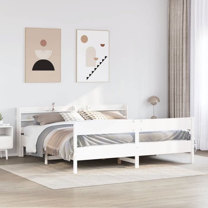 VidaXL Bed Frames Without Mattress White 180x200 Cm Solid Pine Wood 3306919