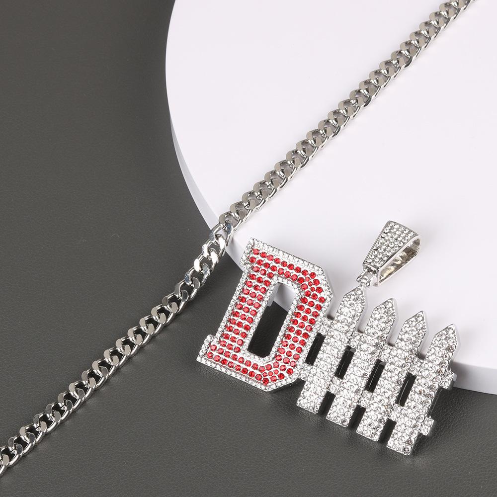 Luxury Men s Necklace with Rhinestone Zircon D Pendant - European & American Style