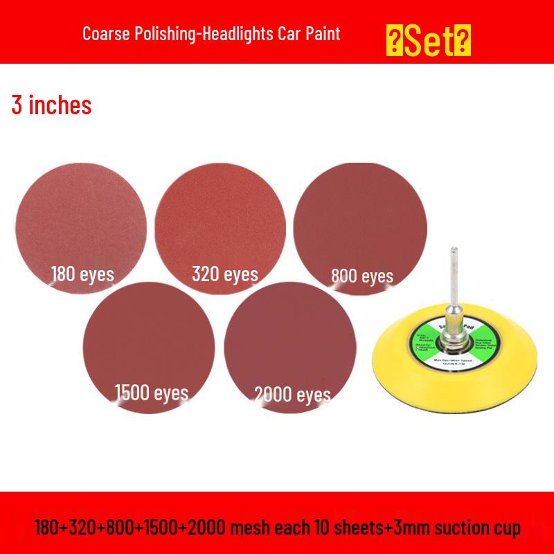 Round Self-Adhesive Sanding Discs Set: 1-4 Inch Polishing Pads for Glass Grinding