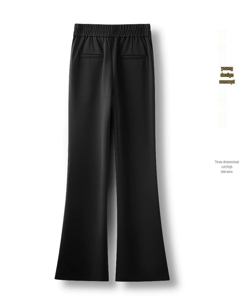 Women's Black High-Waisted Micro-Flare Pants - Slimming & Versatile for Spring & Autumn 2025