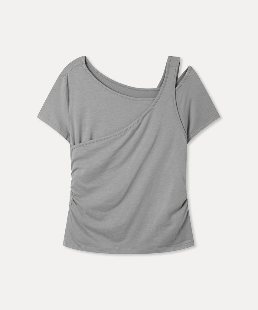 MIXXO Asymmetrical Layered Short Sleeve T-Shirt_Miwhwg506A