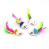Plush Squeaky Mouse Cat Toy with Seven-Colored Feathers