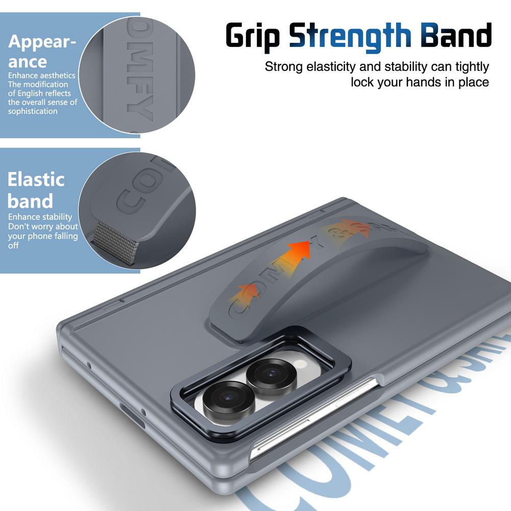 Elastic Wristband Phone Case For Samsung Z Fold 8 Fold8 Ultra Galaxy Z Fold 7 6 5 4 Camera Holder Front Glass Protect Cover