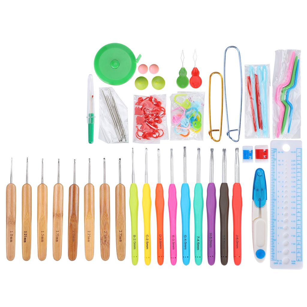 Crocheting Needle Colored TPR Soft Handle Knitting Crochet Set DIY Knitting AccessoriesPink