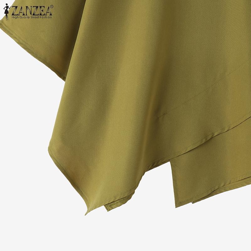 ZANZEA Női alkalmi, kerek nyakú, 3/4 ujjú bő, egyszínű póló