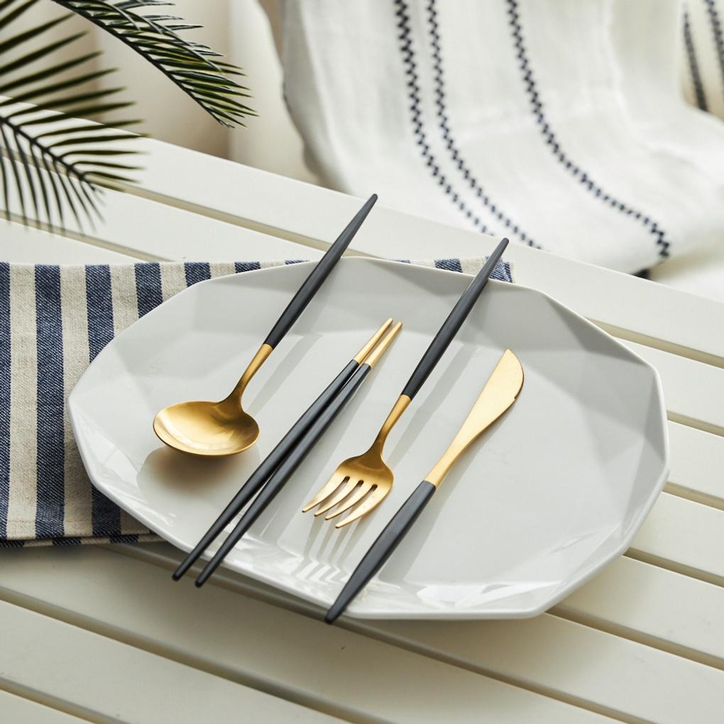ON Modern Gold Black Dinner Cutlery 1-Person Set_4P_TO0722007