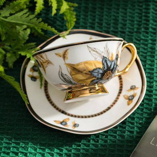 Vintage Luxury Bone China Coffee & Tea Cup Set - Elegant Ceramic Gift Pair 240ml
