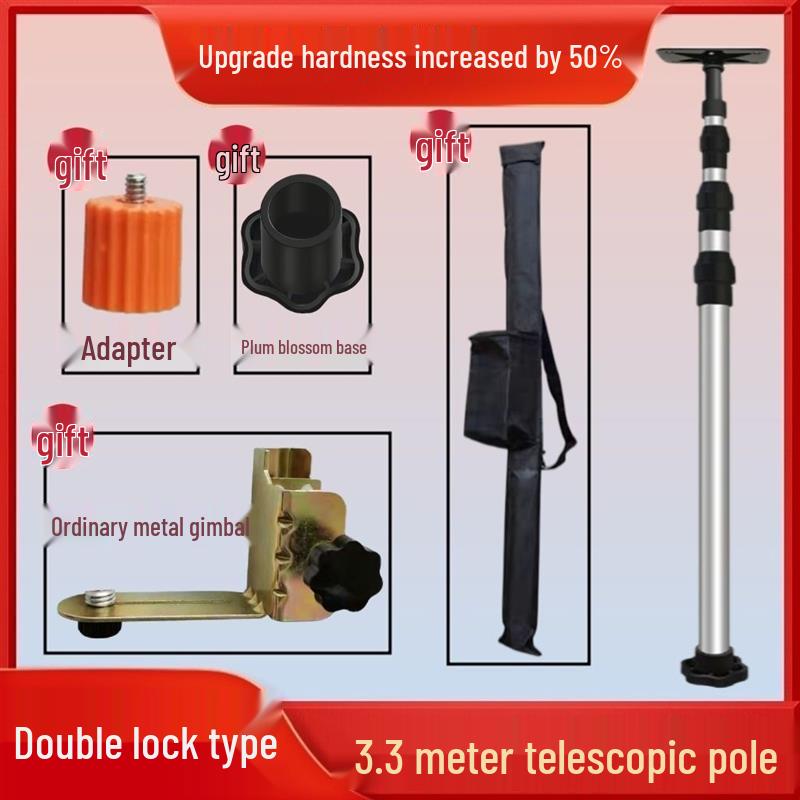 Telescopic Stainless Steel Spirit Level with Infrared Bracket & Fine-Tuning Gimbal for Ceiling Support