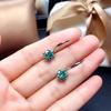 Vibrant Maldives Blue-Green Moissanite Snowflake Stud Earrings - 1 Carat Super Flash.