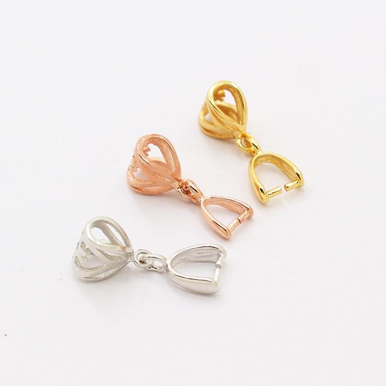 S925 Sterling Silver Pendant Clip for DIY Jade, Amber, and Crystal Accessories