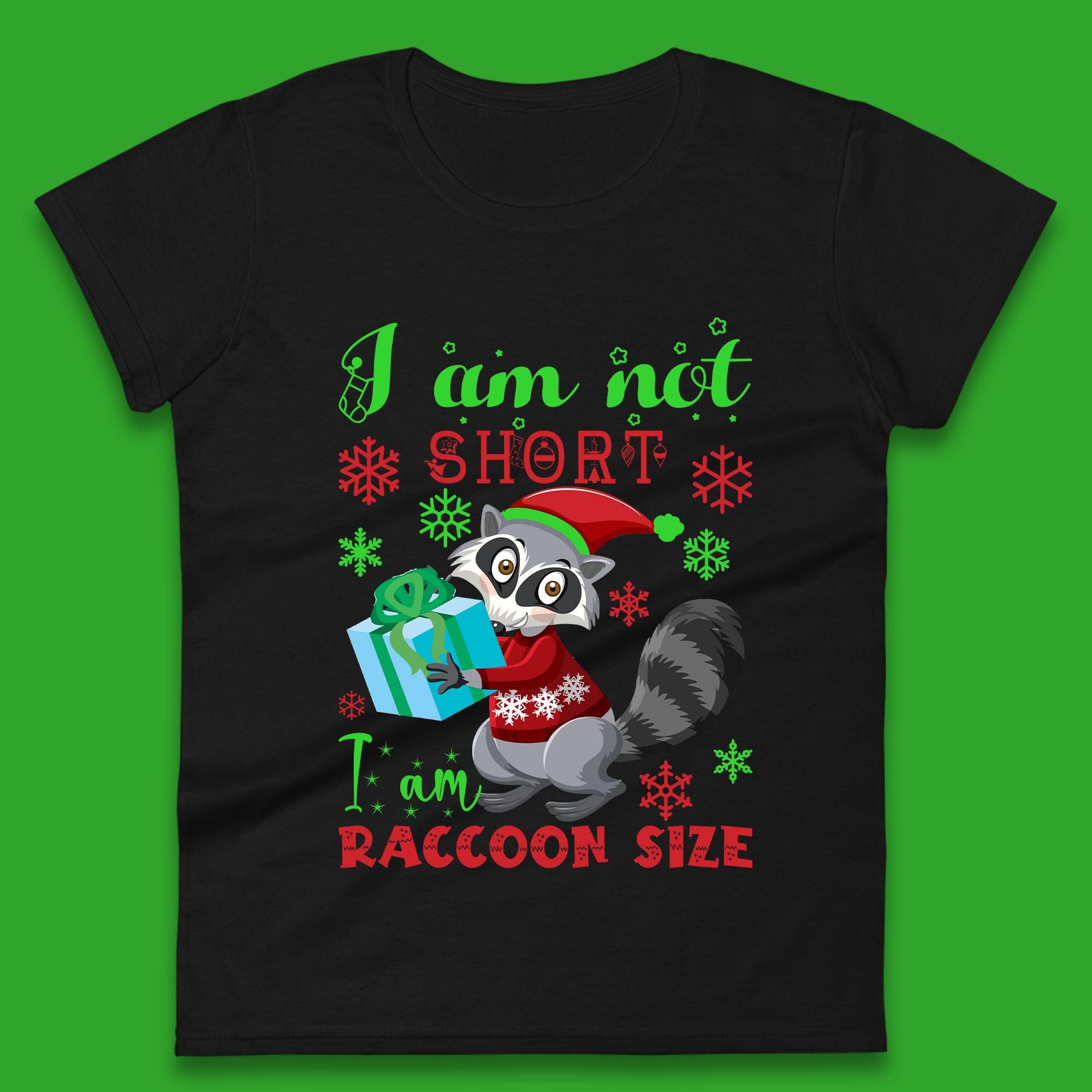 Raccoon Christmas Womens T-Shirt Mens Tops Tees Unisex L