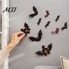DIY Spooky Home Accents 12Pcs Halloween 3D Bat Witch Face Wall Stickers, Waterproof Self-Adhesive Large Silhouette Set Decals for Indoor Outdoor