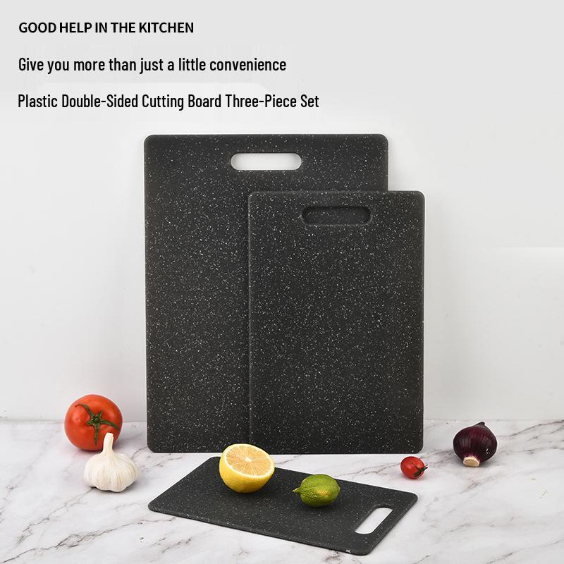 3-Piece Double-Sided Cutting Board Set: Ideal for Fruits, Vegetables, and Baby Food. Durable Plastic for Household Kitchens.