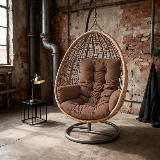 Waterproof Egg Chair Cushion Thicken Patio Hanging Basket Chair Cushion Egg Chair Cushion with Armrests for Indoor Outdoor Basket Swing