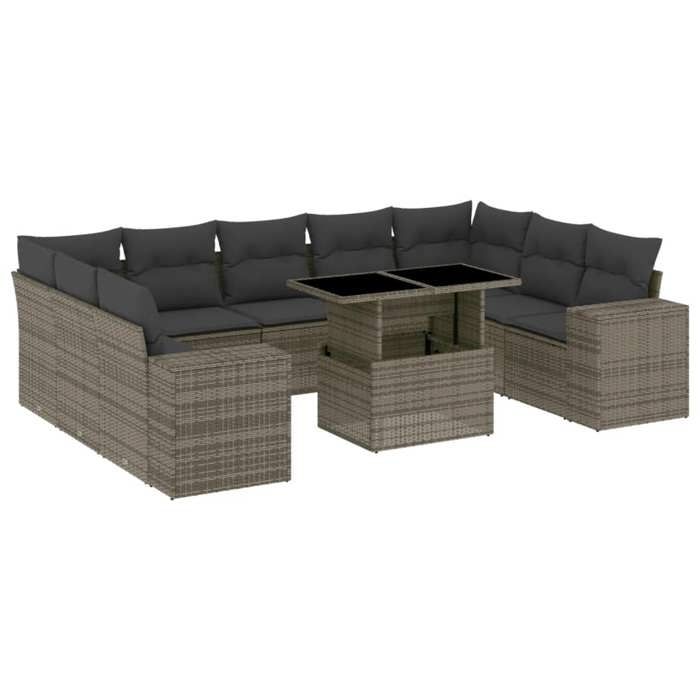 VidaXL Garden Lounge Set with Cushions 10 Pcs Grey Braided Resin 3269370