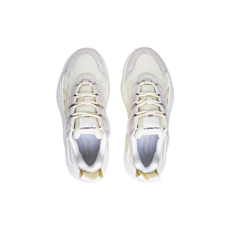 New LiNing Nebula 2K Anti Slip Wear Resistant Low Top Sports Casual Shoes Women's Ecru AGCT078-1