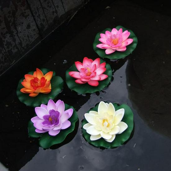 10cm Double-Layer Lotus with Half Petals for Buddha Fish Tank Decoration
