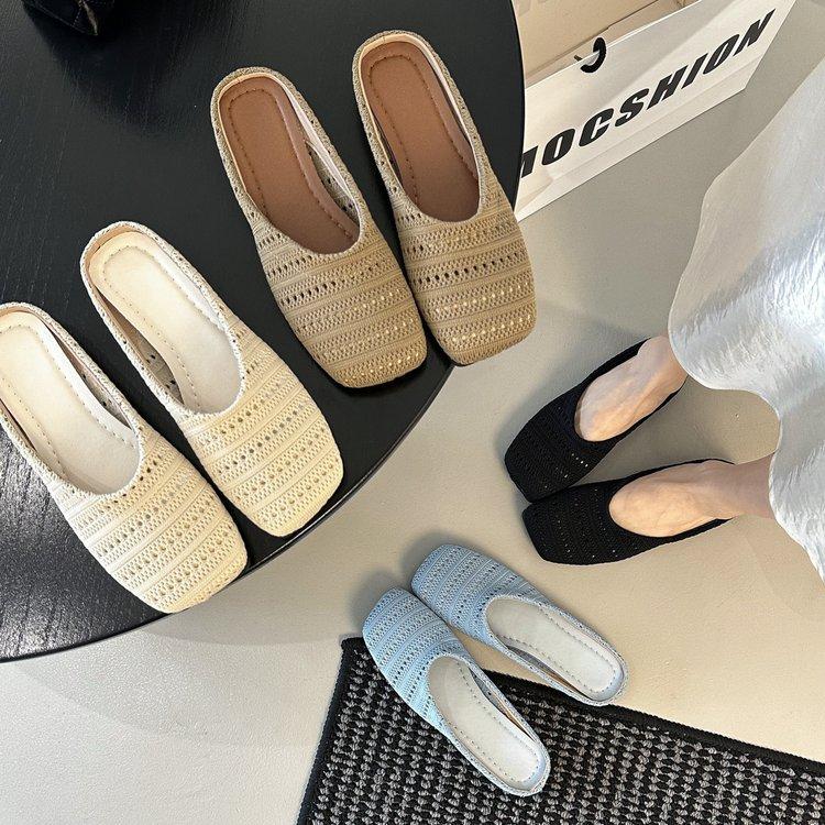 Women's 2025 summer beach soft-bottomed lazy one-pedal flat-bottomed Muller cool slippers