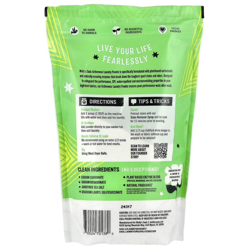 Molly'S Suds, Activewear Laundry Powder, Sport Fresh, 1.7Kg(60Oz)