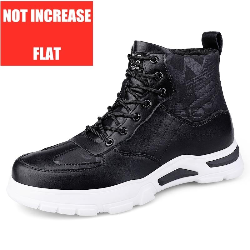 Man Boots Elevator Shoes Hidden Heels Cow Leather Fashion Ankle Boots For Male Increase Insole 7CM Height Increasing Shoes Men