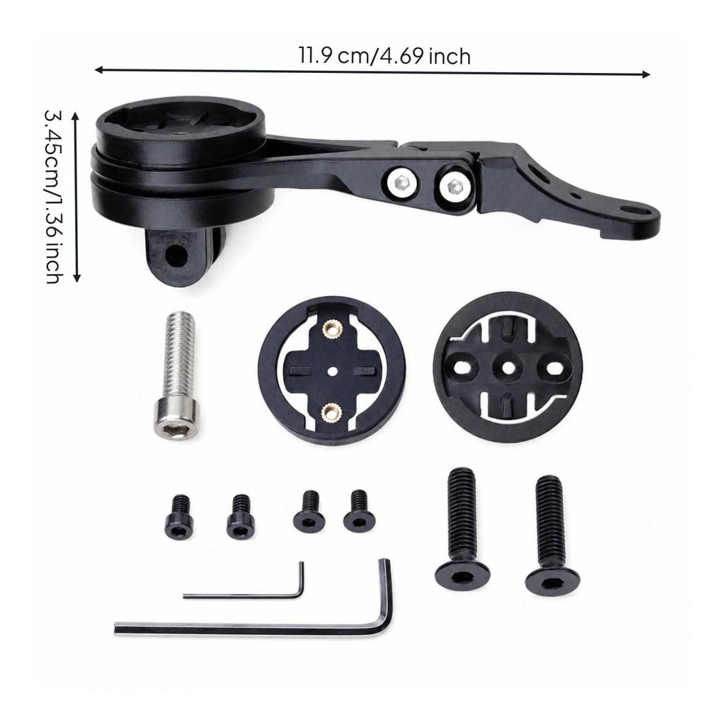 Bike Computer Extension Mount Ebony Front-Facing with Adapters