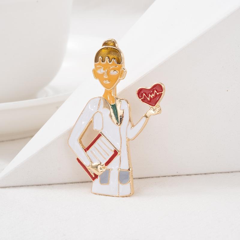 Leuke Emaille Verpleegster Vorm Speldjes Vrouwen Broche Mode Sieraden Medisch Arts Verpleegkundestudent Cadeau Reversspeldjes Badge Cadeau