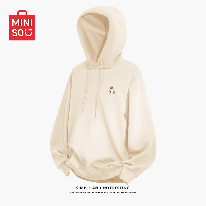

MINISO Men s Heavyweight Puppy Print Hooded Sweatshirt L