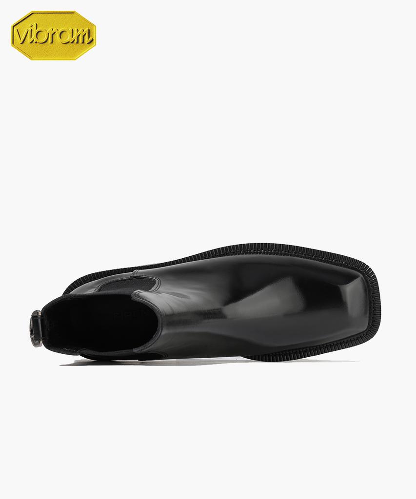 Firenze Atelier [Vibram] Volume Square Toe Standard Rubber Sole Chelsea Boots 9420 [Black Box]