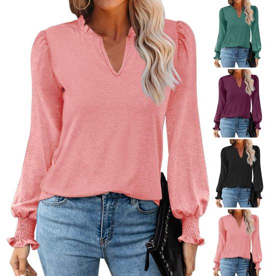 Chic Puff Long Sleeves Versatile Comfortable Ladies Elegant Fashion Loose Pullover Tee Shirt Streetwear Club Blouse