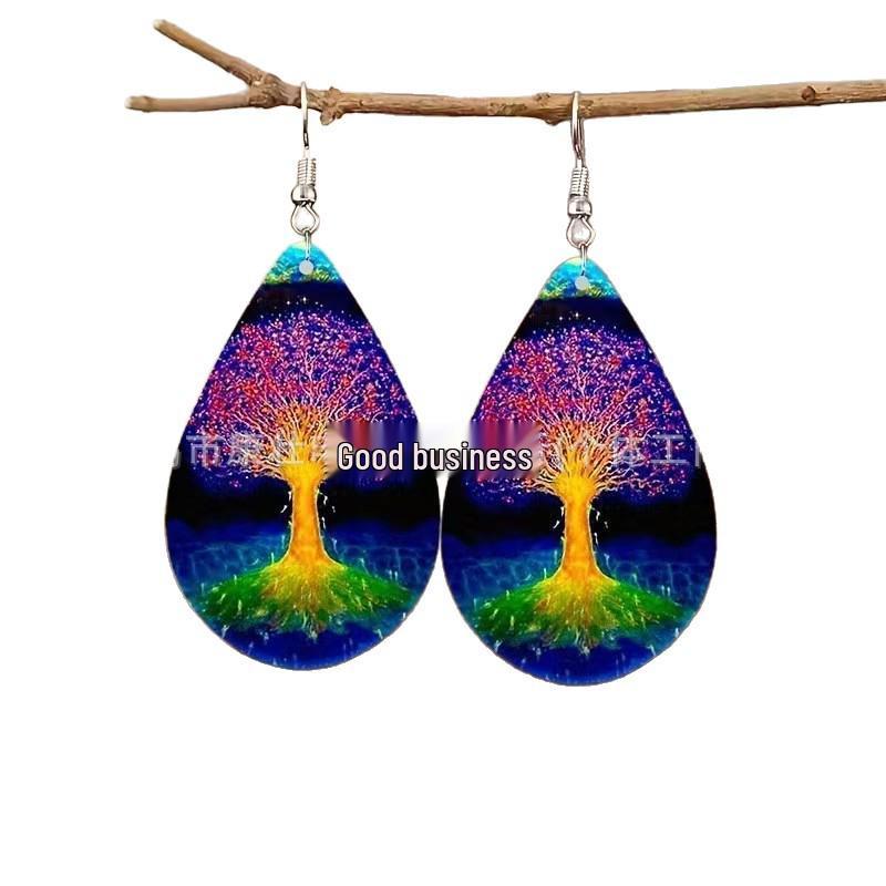 Colorful Acrylic Water Drop Earrings - Abstract Iridescent Design, Fashionable and Simple Style.