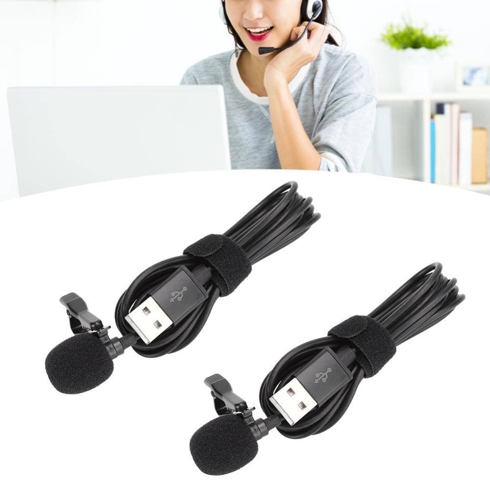 2PCS Professional Wired Wired Lapel Microphone USB Audio Output Clip-On Microphone for Interview