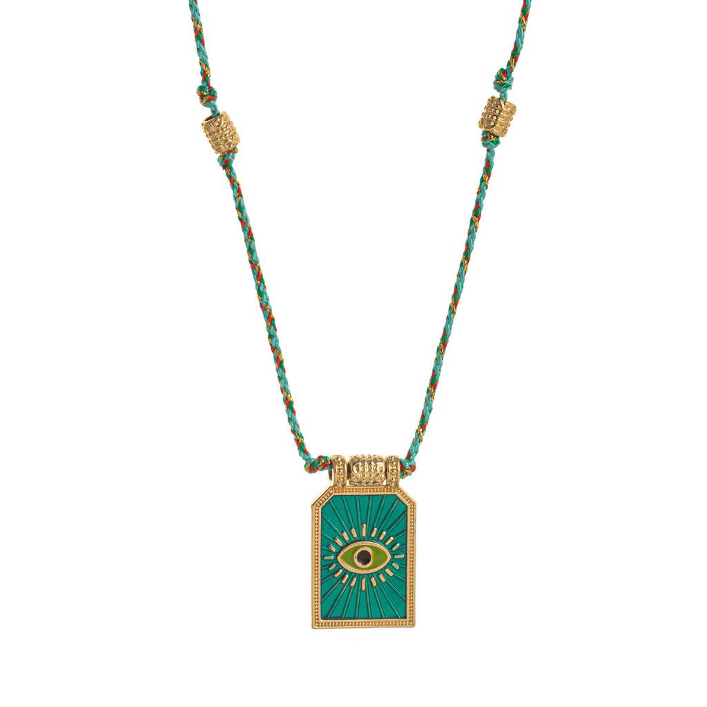 Stylish And Simple Color Rope Love Tarot Pendant Necklace Lucky Bead Chain Gold-Plated Color Retention