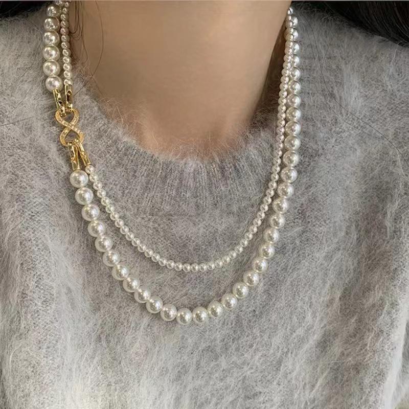 Akoya Gray Pearl Double-Strand Choker with Figure-8 Clasp