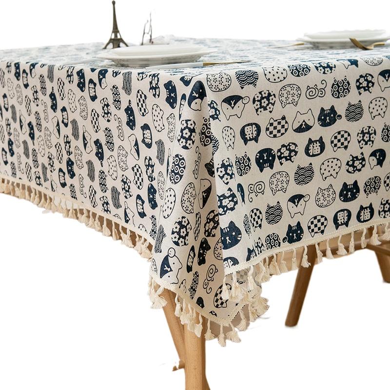 Nordic Cotton Linen Tablecloth Soft Comfortable Durable Waterproof Heat Insulation Square Tassel Trendy Fresh Dining Table Cloth