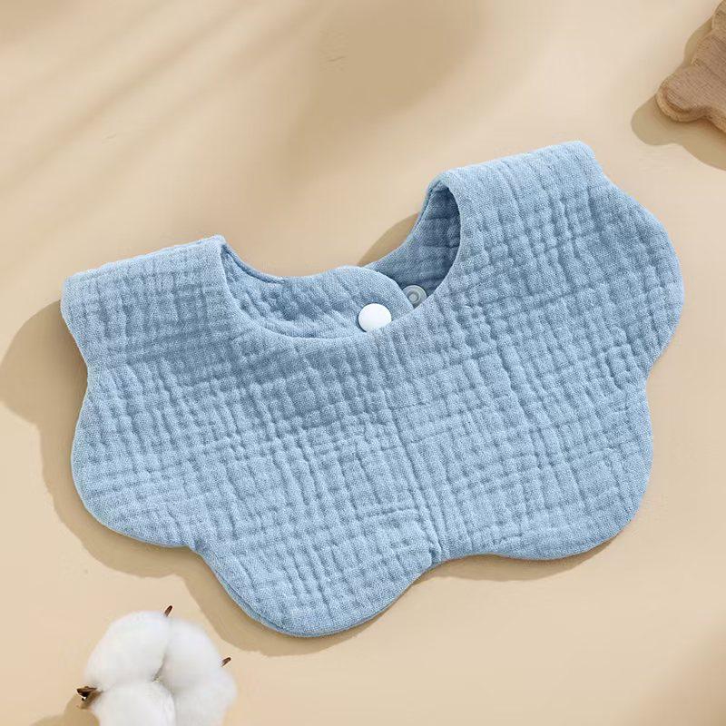 

Six-Layer Pure Cotton Baby Bib - Anti-Spit-Up Petal Design for Newborns синий