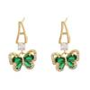 925 Silver Needle Vintage Green Crystal Butterfly Drop Earrings For Women Jewelry 2026 Trending Luxury Zircon Women's Earrings