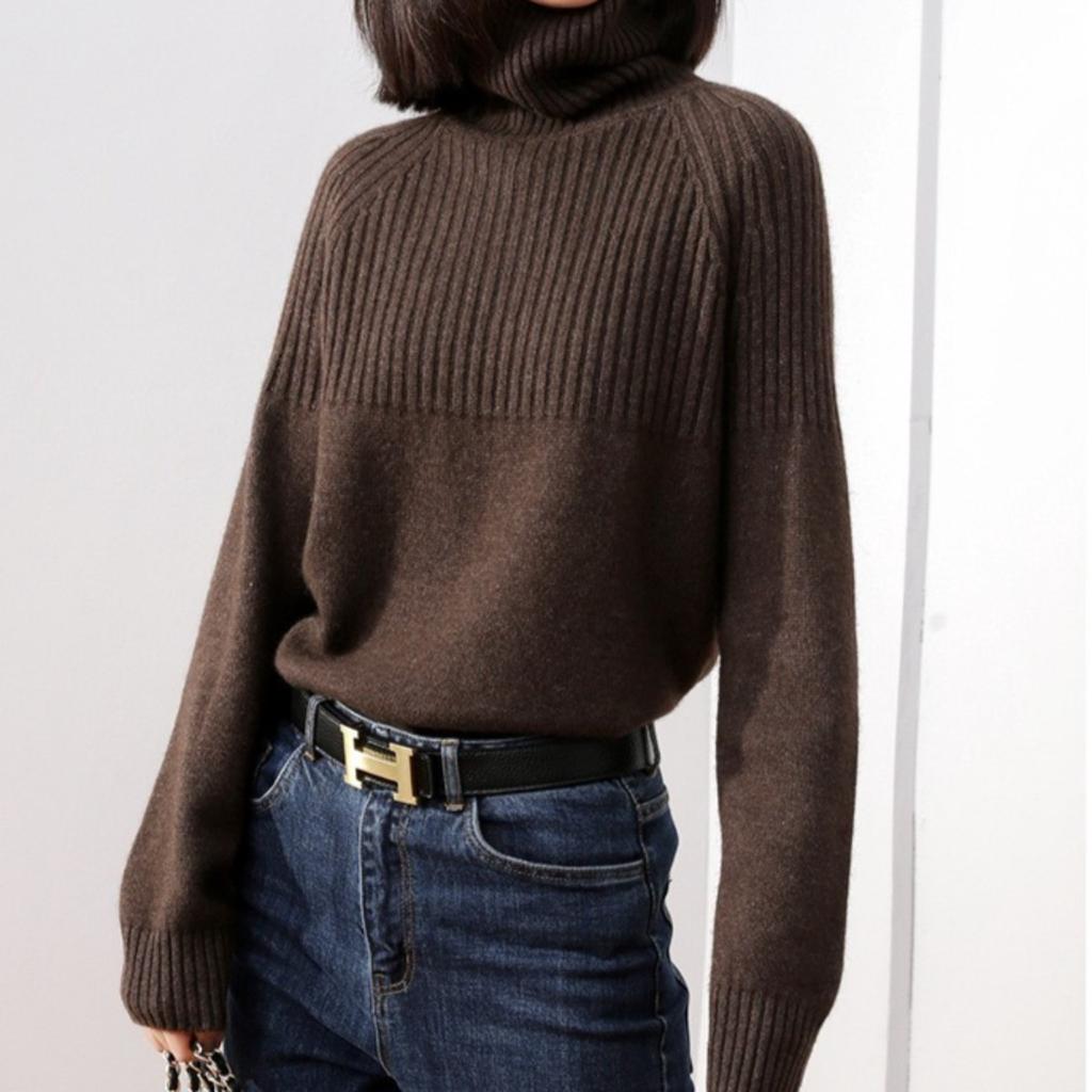 Damenpullover Rollkragen Trendpullover Neue Mode Oberteil Herbst und Winter Koreanischer Pullover Damenpullover Strickware