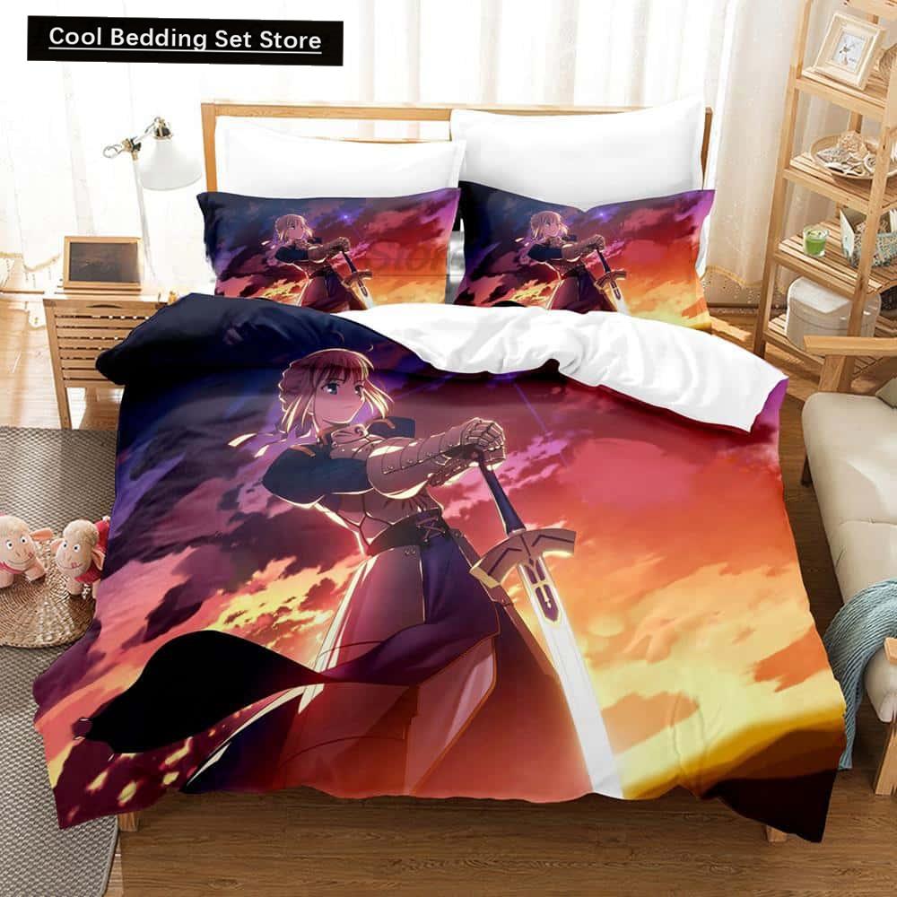 3D Printed Anime Fate/Stay Night Saber Bedding Set Single Twin Full Queen King Size Bed Set Adult Kid Bedroom Duvet Cover Sets