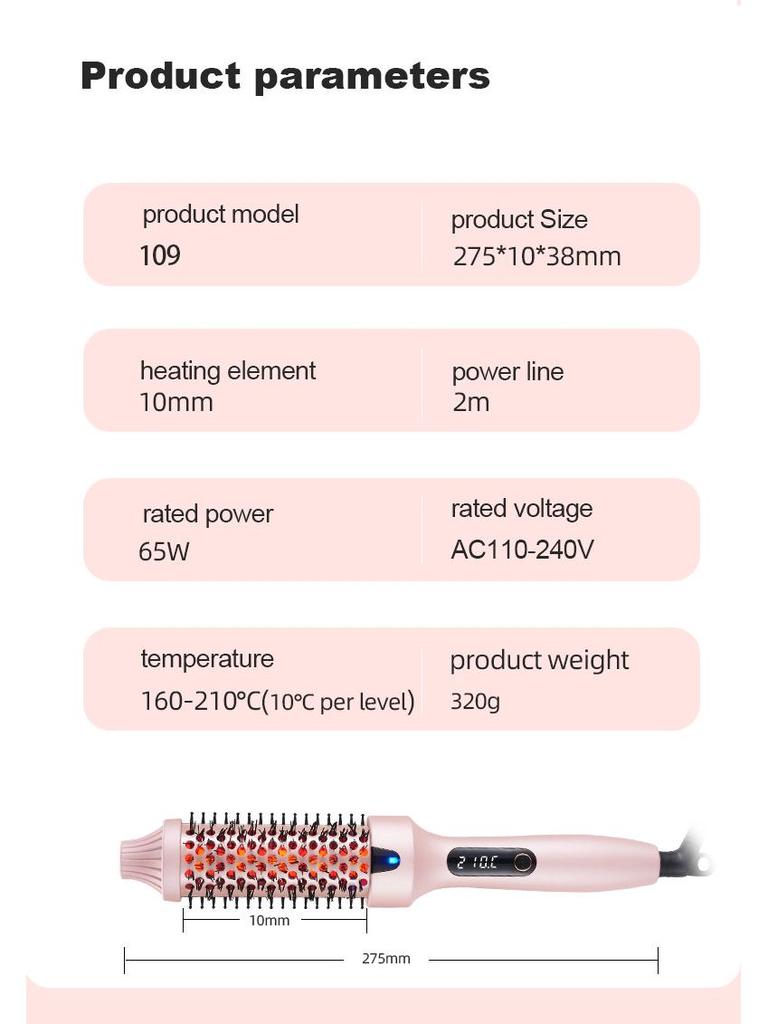 Infrared Hair Straightening & Curling Comb with Auto Power-Off for Short Hair