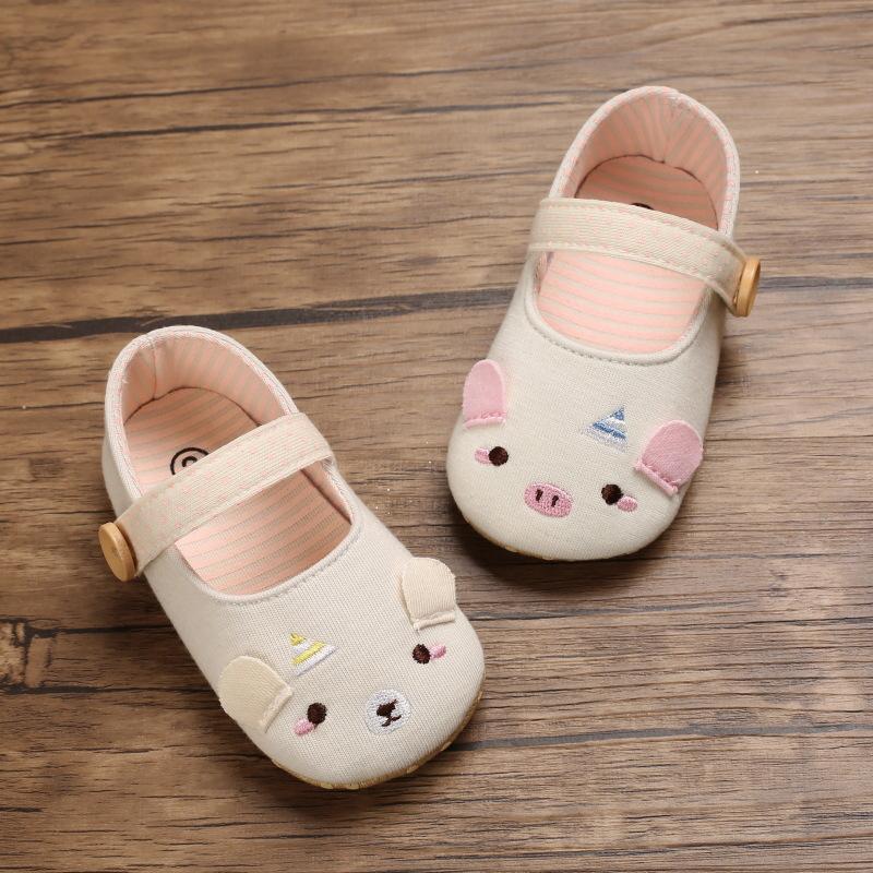 Frühling und Herbst 0-1 Jahr alte Baby-Kleinkindschuhe Weiche Sohle Atmungsaktive Babyschuhe Cartoon Freizeitschuhe