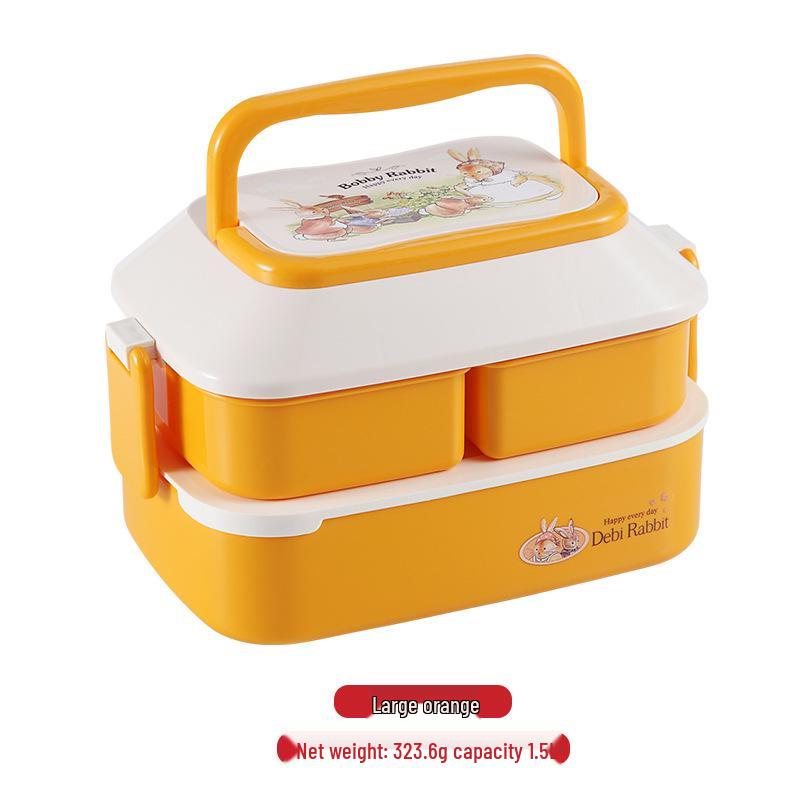 

Корейський милий ланч-бокс для студентів з кроликом, двошаровий - Безпечний для мікрохвильовки