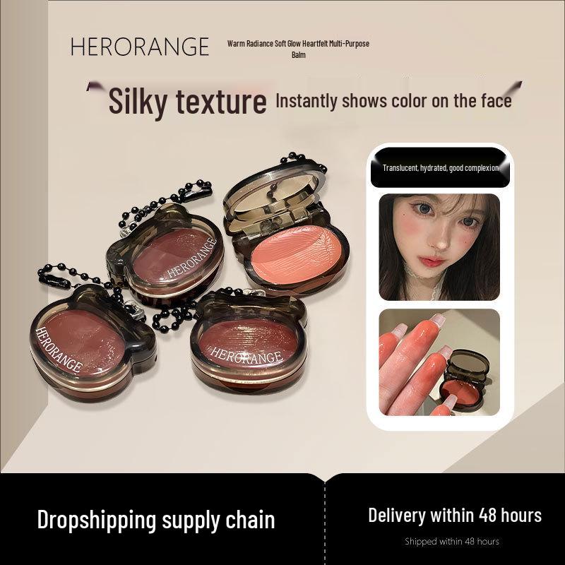HERORANGE Warmer Glanz Multi-Use Lippen- und Wangenbalsam - Nude, Langanhaltend, Mini Tragbar, Taufrischer Rouge