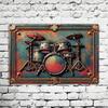 Vintage Drum Set Metal Wall Art Tin Sign Retro Music Decor Gift